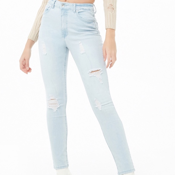 High-Rise Skinny Jeans Light Denim Wash 27 NWOT - Picture 2 of 5